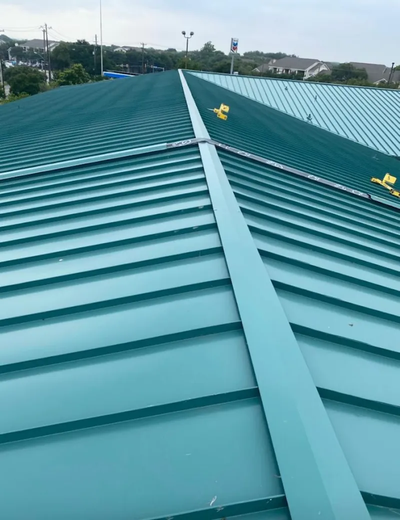 Green commercial metal roof ridge and valley for Metal Roof Repair in Marcy